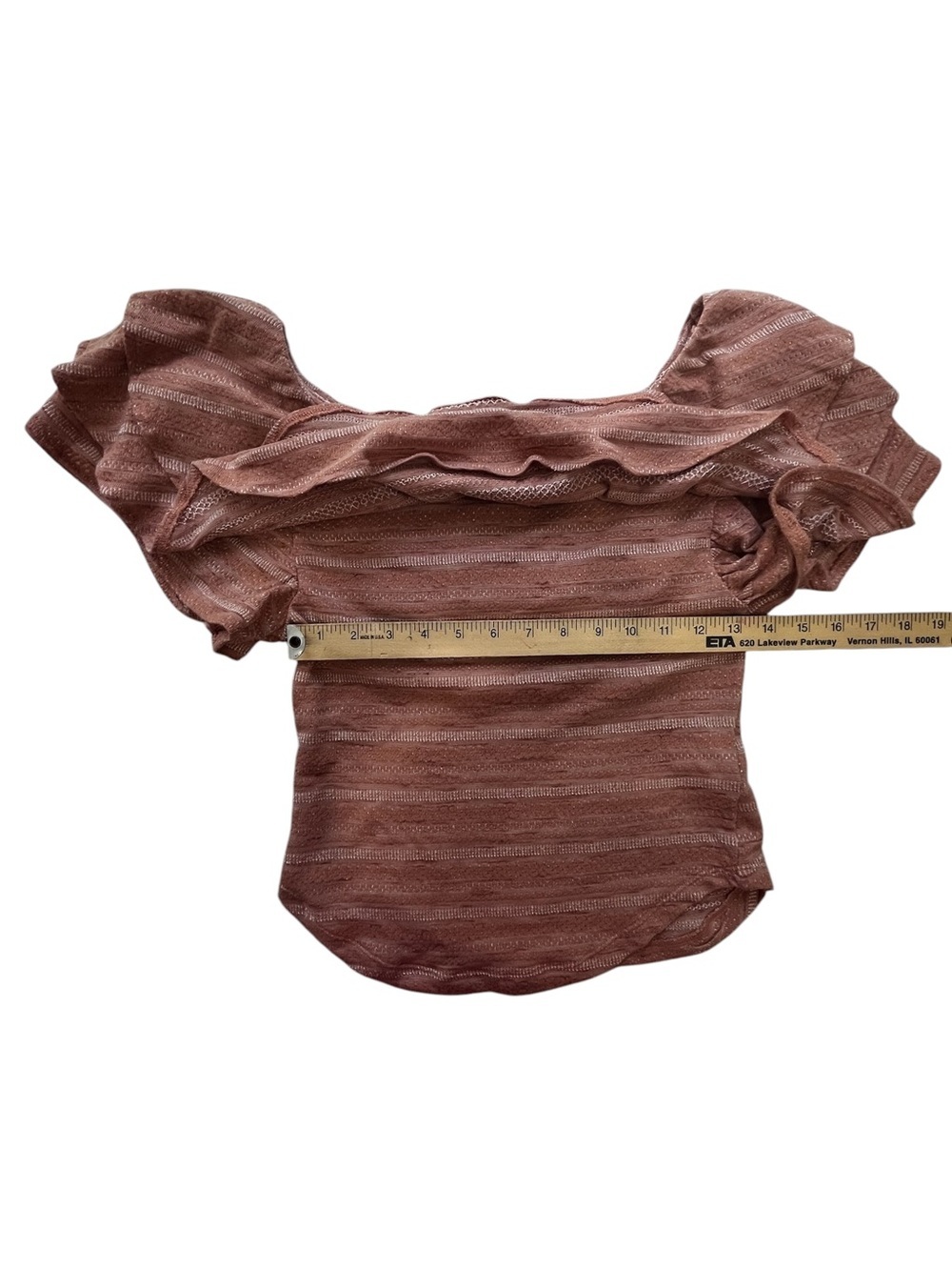Free People Heirloom Ruffle Top Blush Pink Textured Knit Flutter Sleeve Size S - Picture 6 of 12